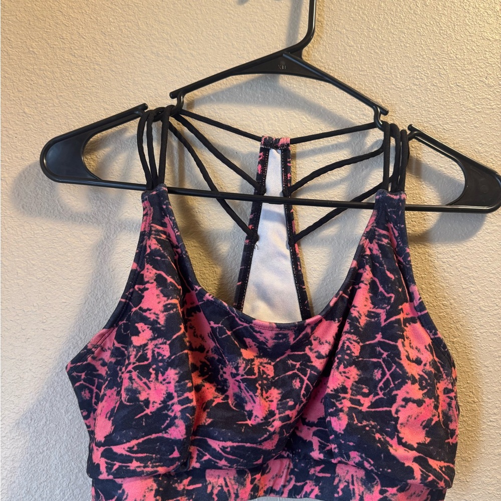 Miss Me Pink and Black Tie-Dye Sports Bra